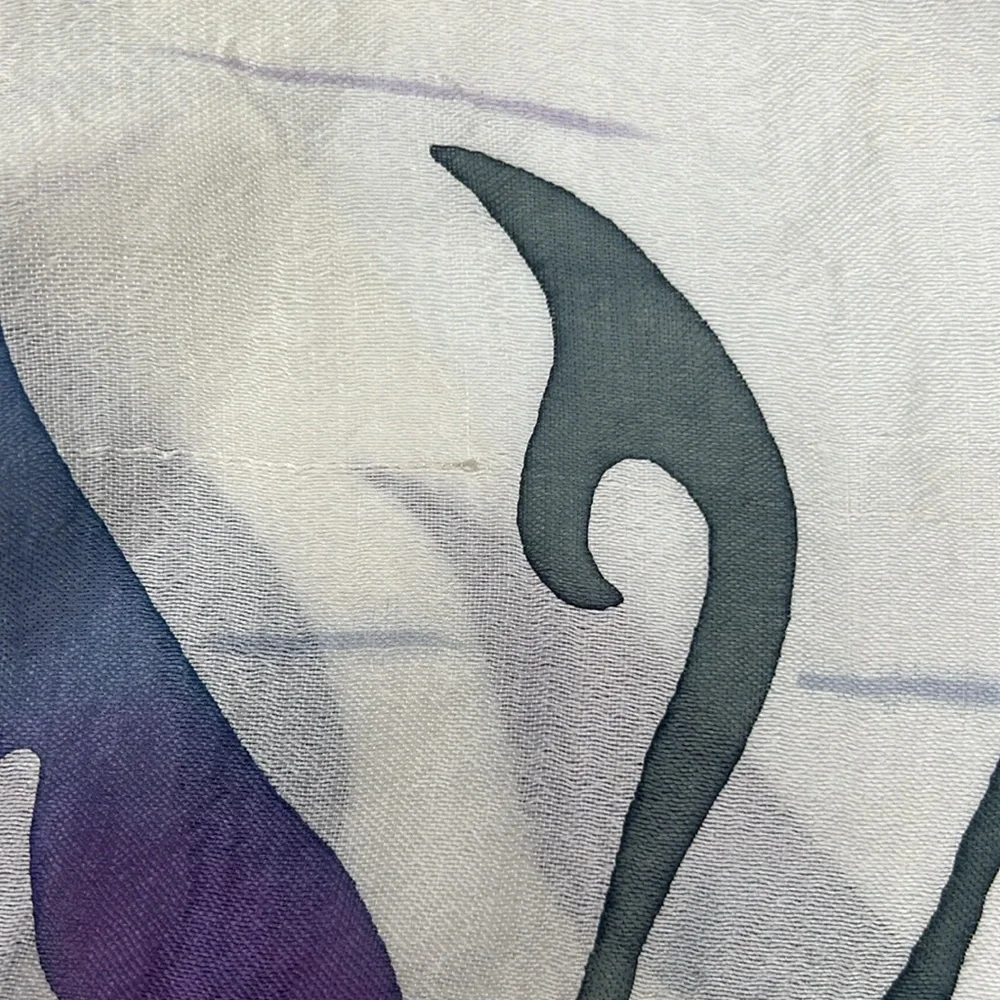 Silk Scarf Unbranded Butterfly Pattern Purple White Green